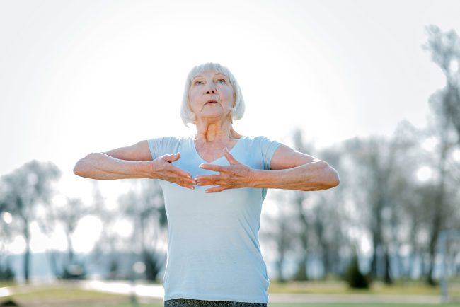 enjoying nature, breathing, breathe, woman excercises